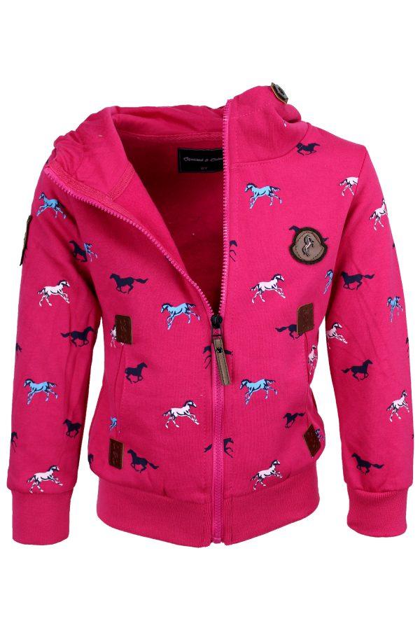 Sweatjacke Pferde rosa limited