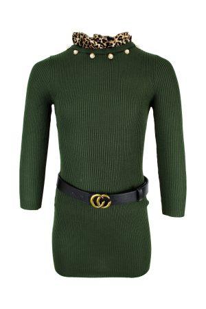 Kleid Stretch panther grün