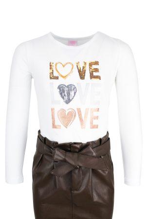 Langarmshirt Love weiss