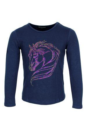 Langarmshirt Pferd blau