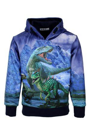 Kapuzenpullover Dinosaurier blau eis