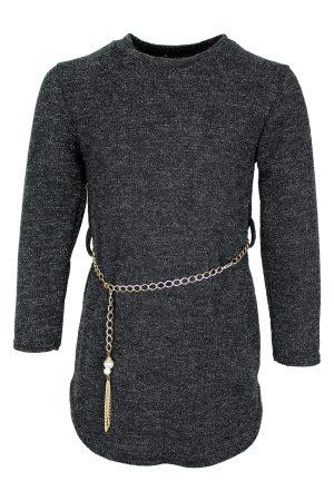 Schwarzes Glitzer-Pulloverkleid