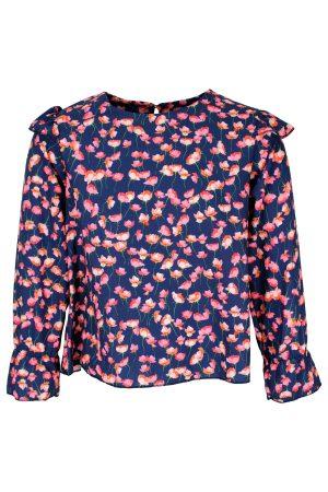 Langarmshirt Blumen blau