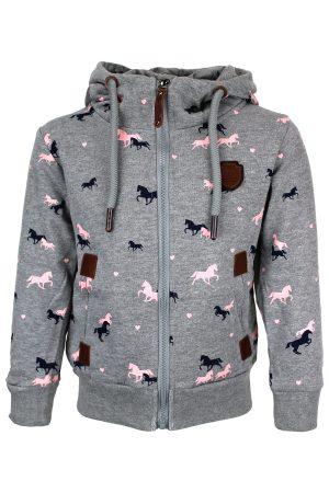Sweatjacke Pferde grau