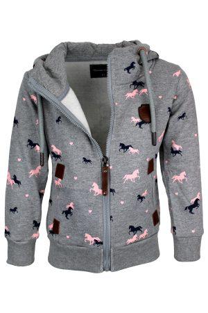 Sweatjacke Pferde grau