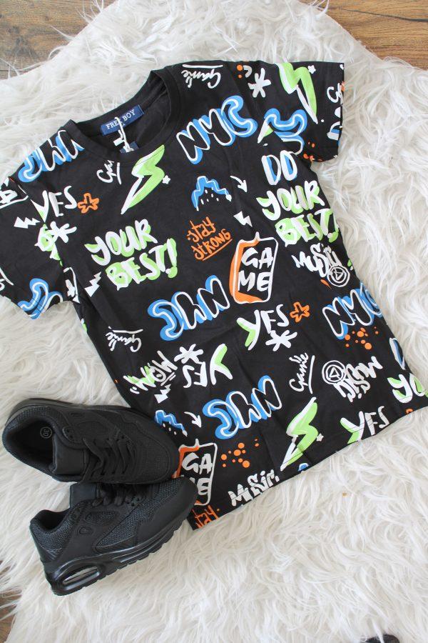 Sneakers cool zwart + shirtje special zwart
