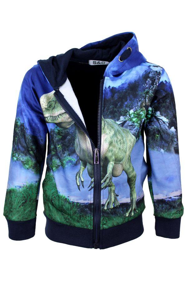 Sweatjacke Dinosaurier T-Rex blau