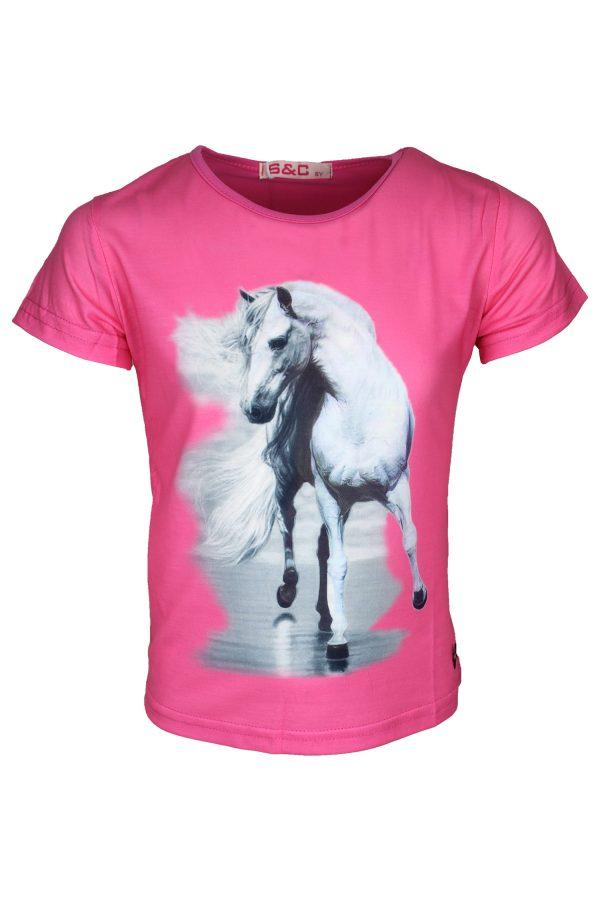 Shirt weiss Pferd rosa