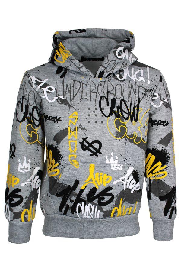 Kapuzenpullover Hipboy grau gelb