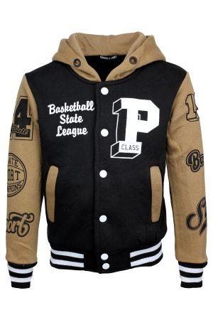 Sweatjacke Baseball braun schwarz