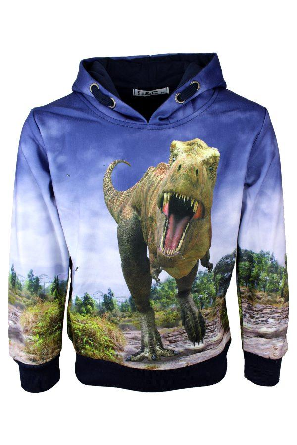 Kapuzenpullover T-Rex Dinosaurier blau