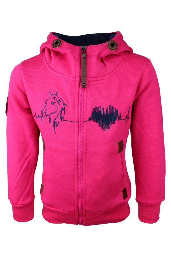 Sweatjacke Pferd Herz rosa