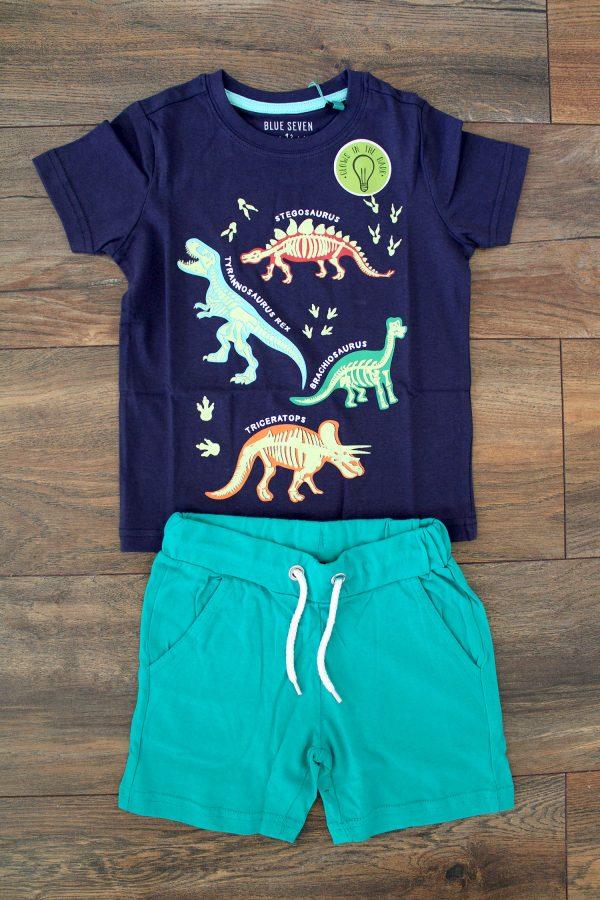 Shirt Blue Seven Glow in the Dark Dino blau