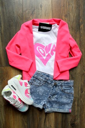 Sneaker Magic Rainbow weiss rosa, blazer pink flash, shirt love weiss