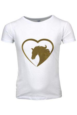 Shirtje T-Shirt Lovehorse gold Weiss