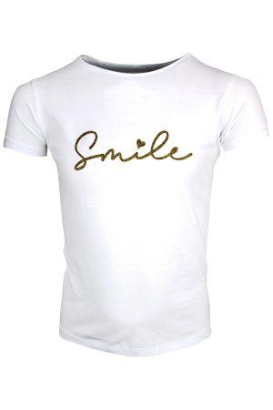 Shirtje T-Shirt Smile gold Weiss