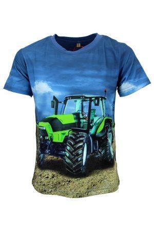 Shirt grün Traktor blau