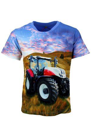 Shirt rot Traktor blau